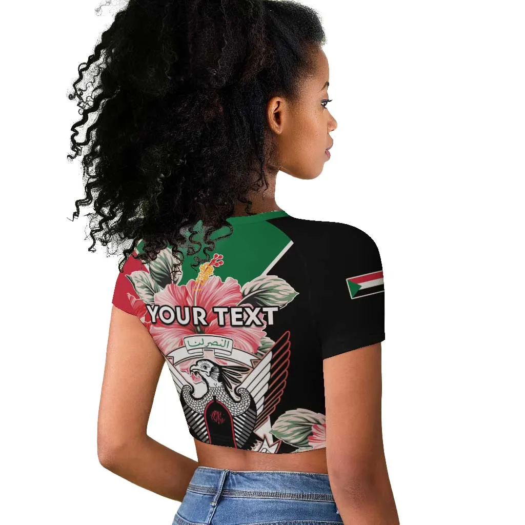 Personalized Afro Sudan Raglan Cropped T shirt Happy Independence Day LT15