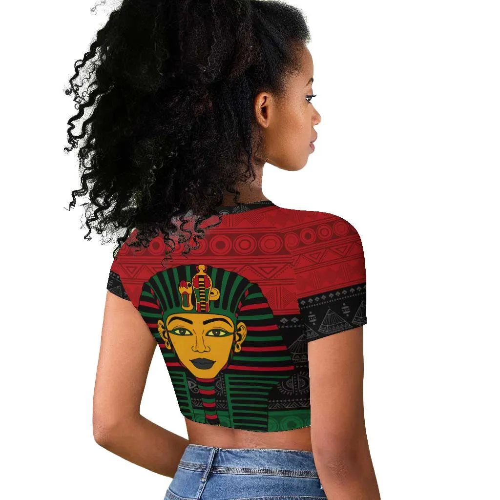 Personalized Ancient Egypt Raglan Cropped T shirt - Pharaoh in Pan-African Colors DT02