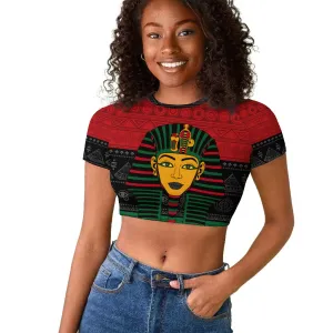 Personalized Ancient Egypt Raglan Cropped T shirt - Pharaoh in Pan-African Colors DT02