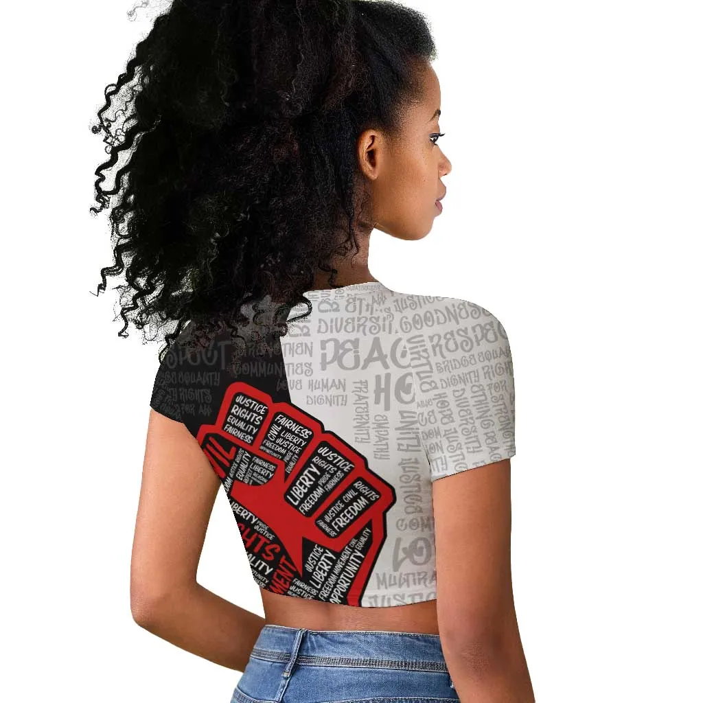 Personalized Civil Rights Movement Justice Fist Raglan Cropped T shirt DT02