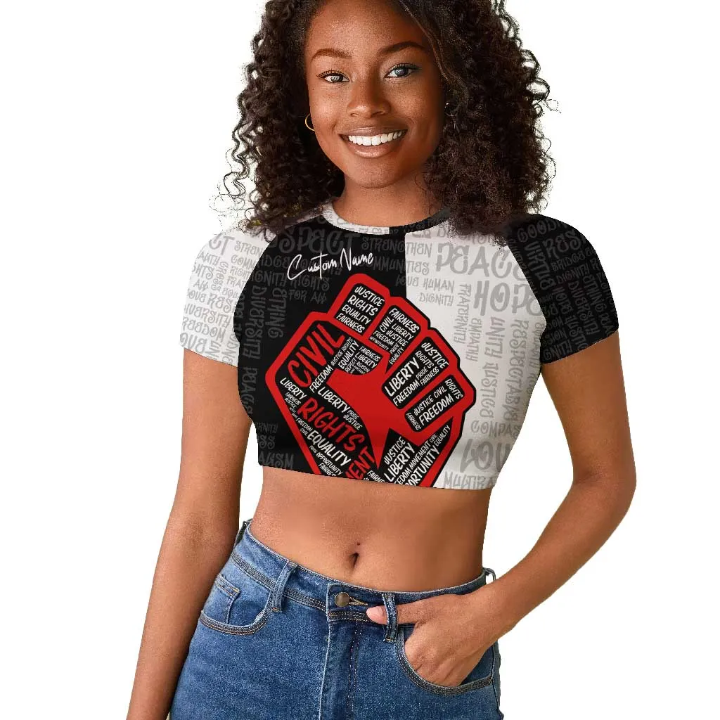 Personalized Civil Rights Movement Justice Fist Raglan Cropped T shirt DT02