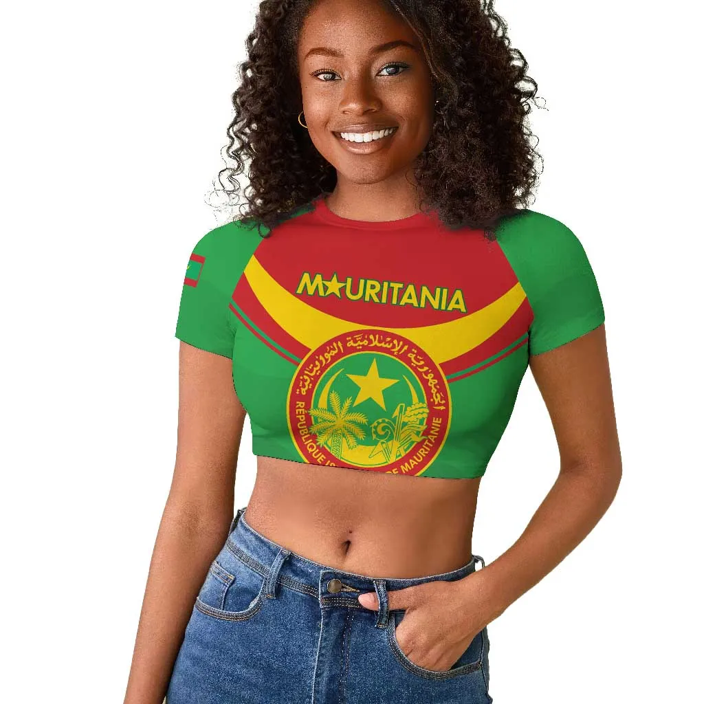 Personalized Mauritania Raglan Cropped T shirt Map Flag - Independence Day 1960 LT14