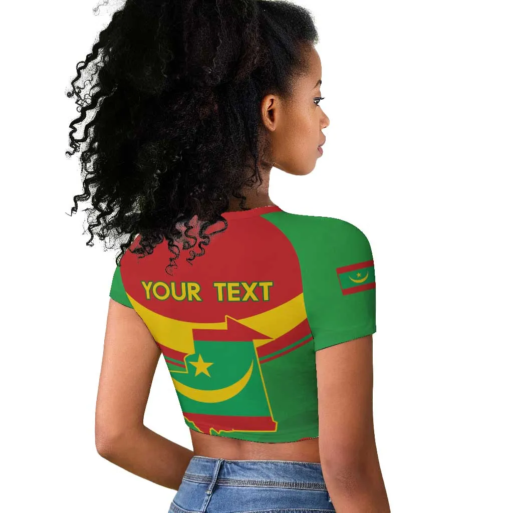 Personalized Mauritania Raglan Cropped T shirt Map Flag - Independence Day 1960 LT14