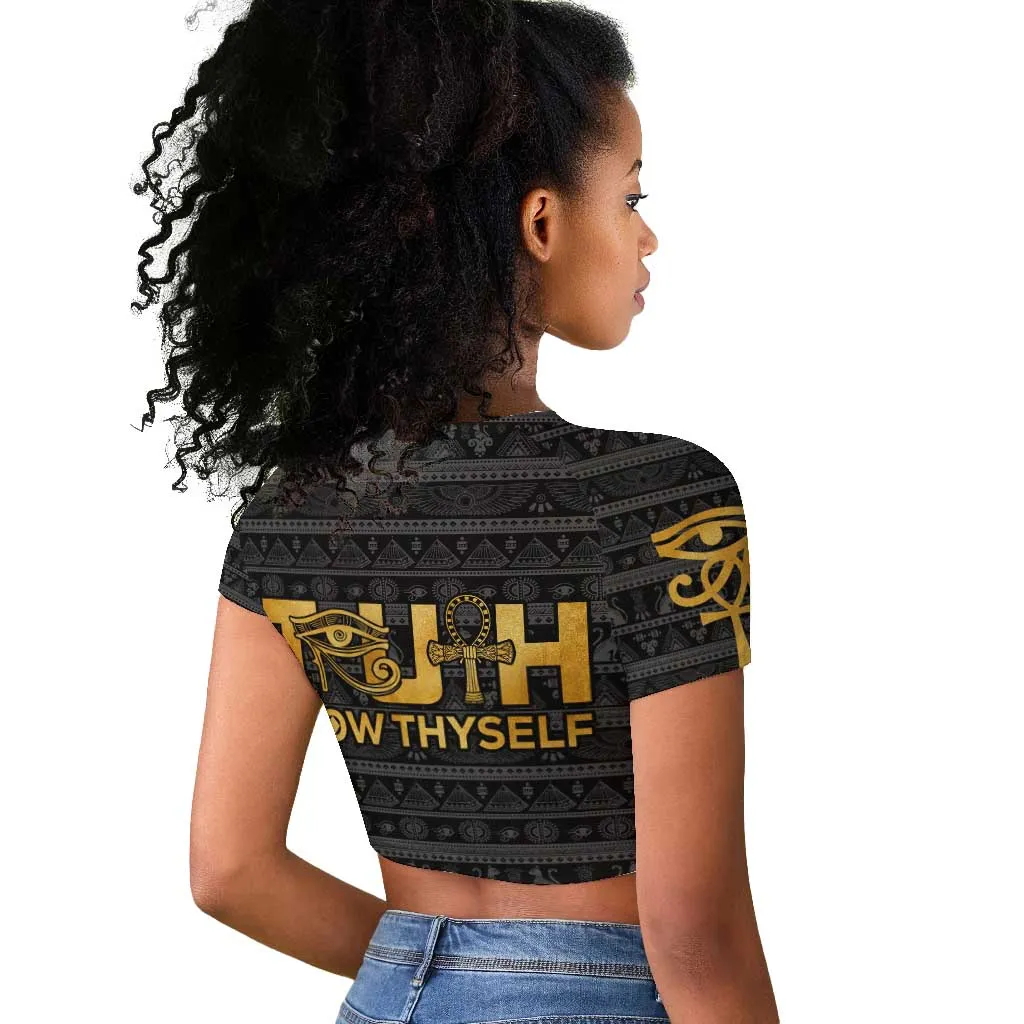Personalized Truth Know Thyself Raglan Cropped T shirt Eye of Horus and Ankh DT02