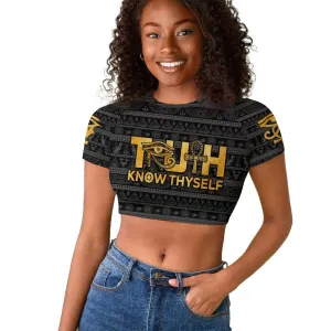 Personalized Truth Know Thyself Raglan Cropped T shirt Eye of Horus and Ankh DT02