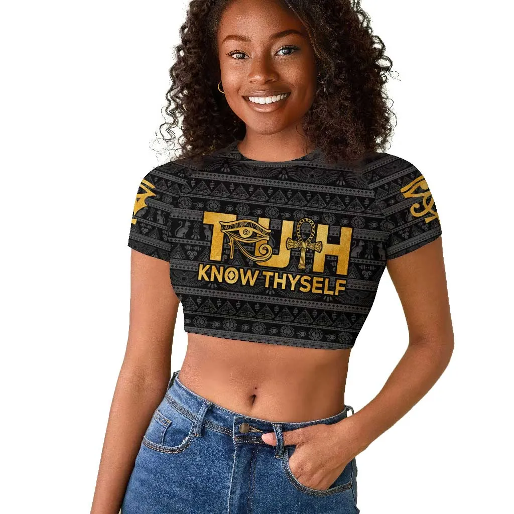 Personalized Truth Know Thyself Raglan Cropped T shirt Eye of Horus and Ankh DT02