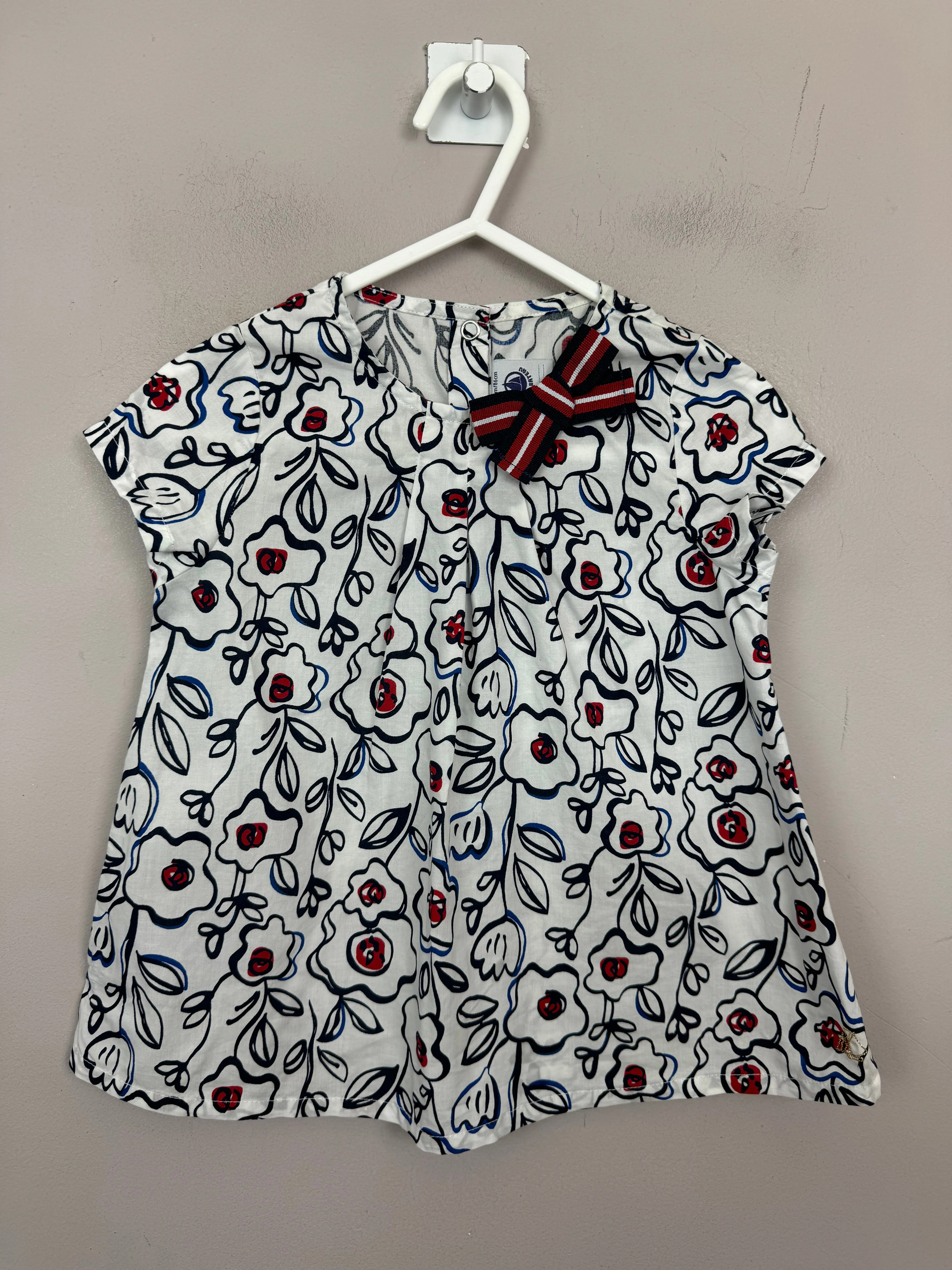 Petit Bateau White Floral Cotton Tunic 24m