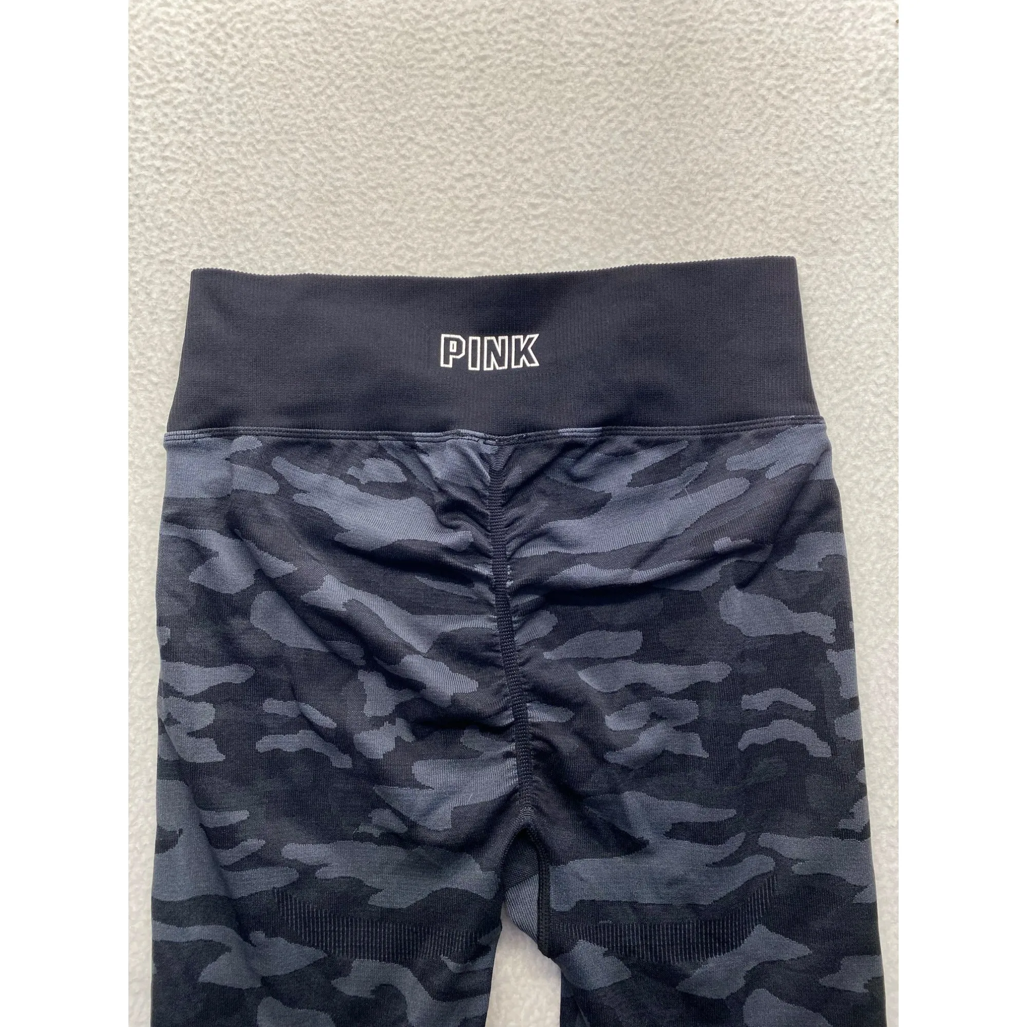 Pink Active Black & Grey Camo Leggings With Butt Scrunch #7004