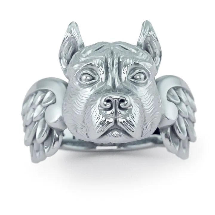 Pit Bull (cropped) Angel Wings Memorial Ring