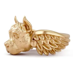 Pit Bull (cropped) Angel Wings Memorial Ring