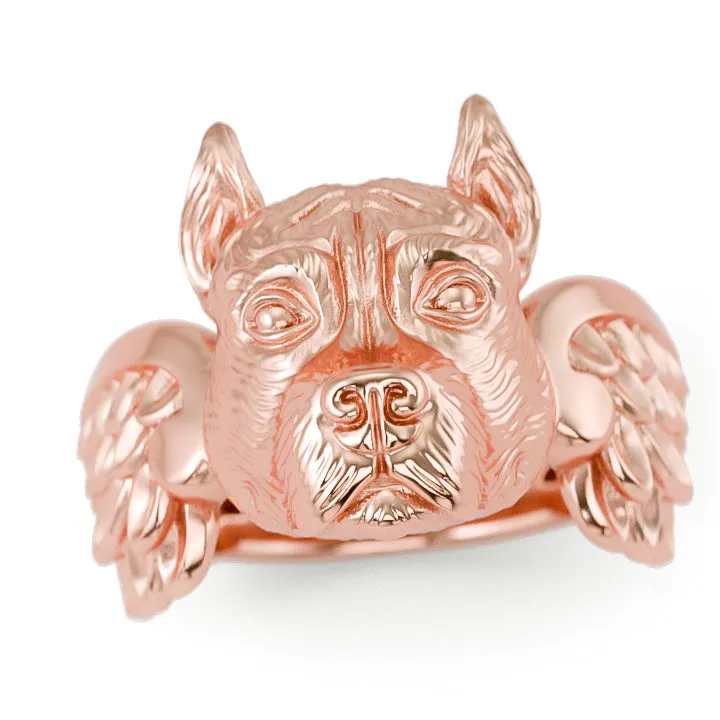Pit Bull (cropped) Angel Wings Memorial Ring