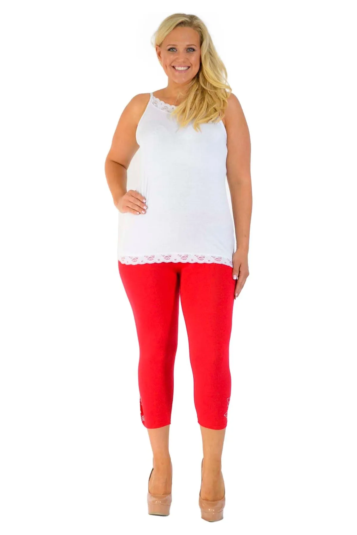 Plus Size 3/4 Butterfly Sequin Leggings