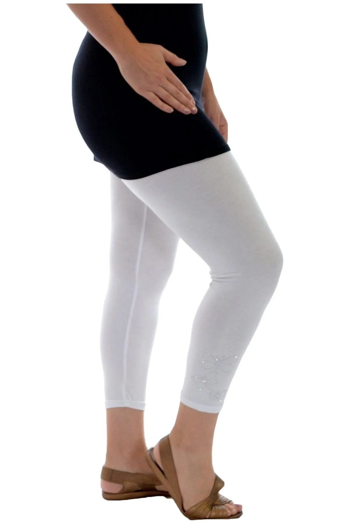 Plus Size 3/4 Butterfly Sequin Leggings