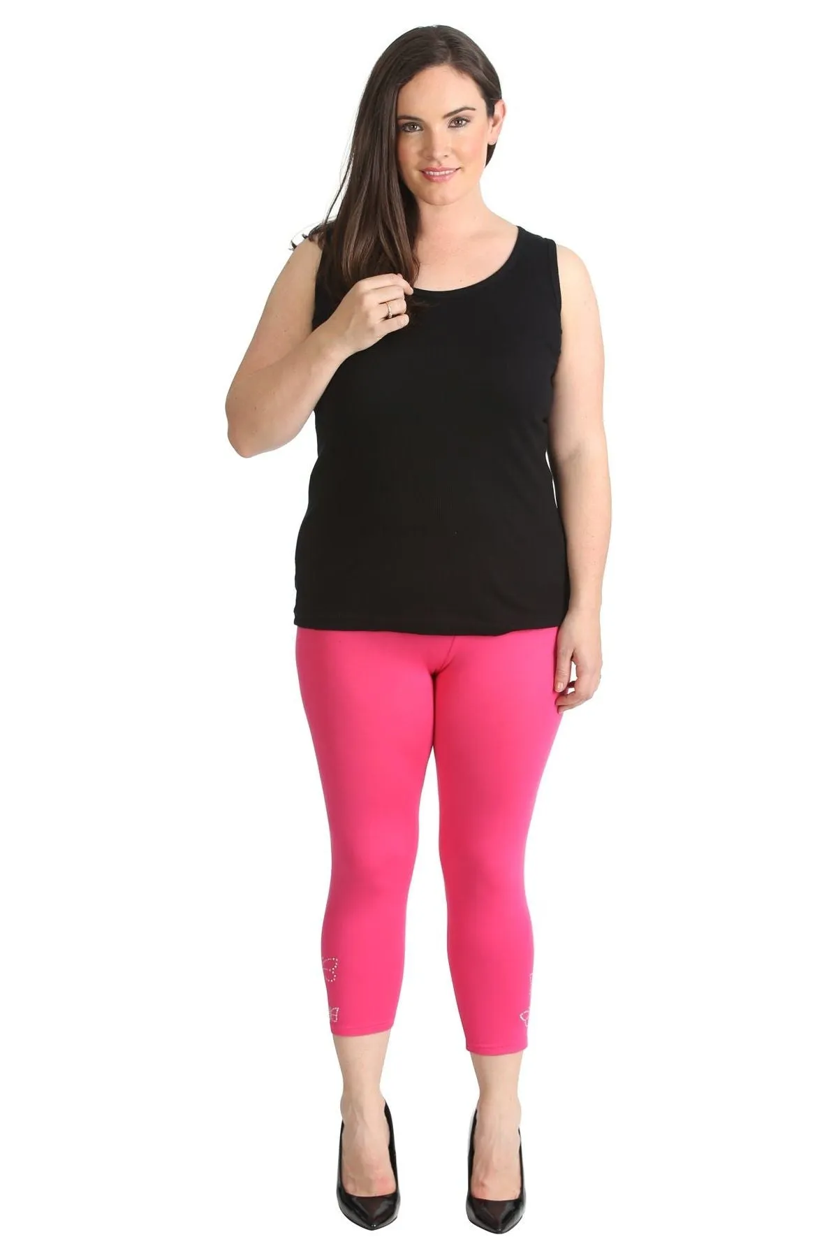 Plus Size 3/4 Butterfly Sequin Leggings