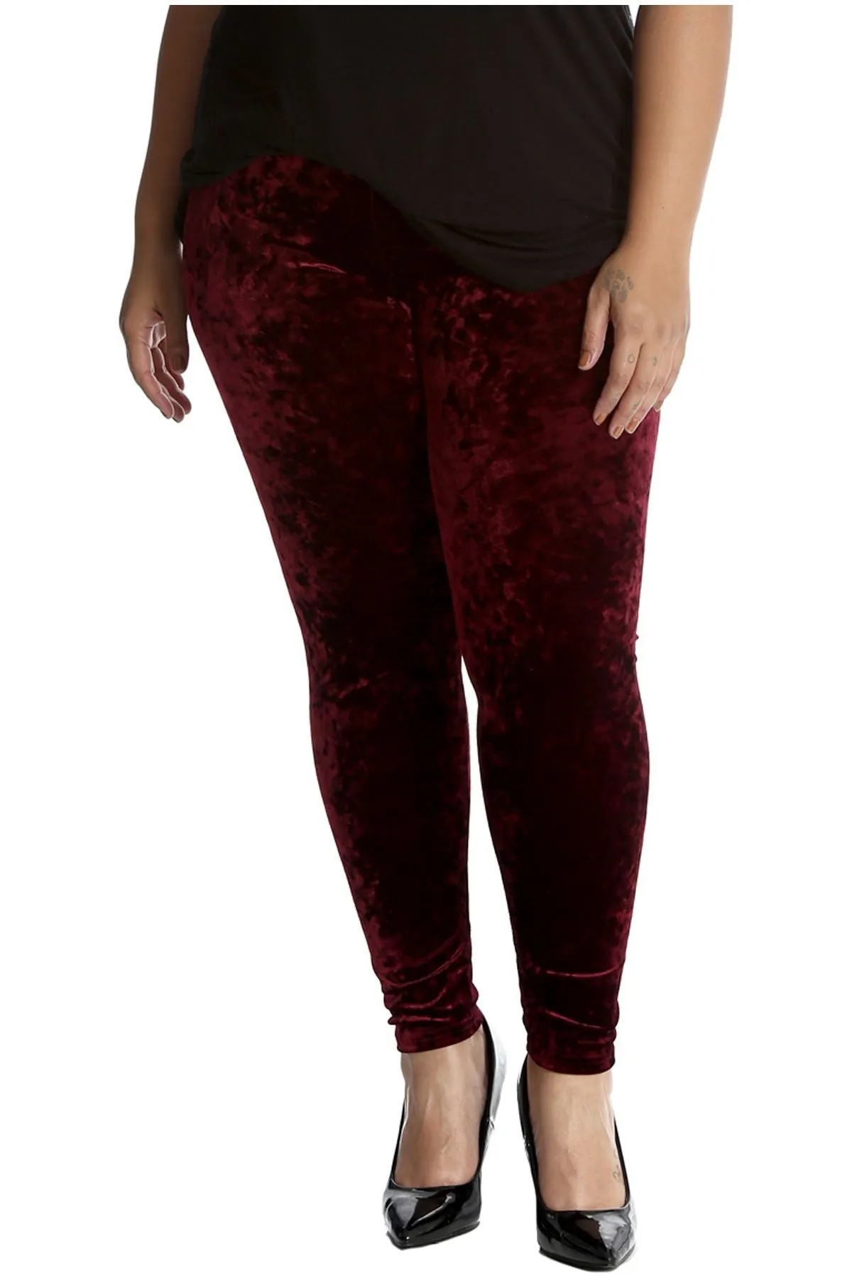 Plus Size Full Length Velvet Leggings