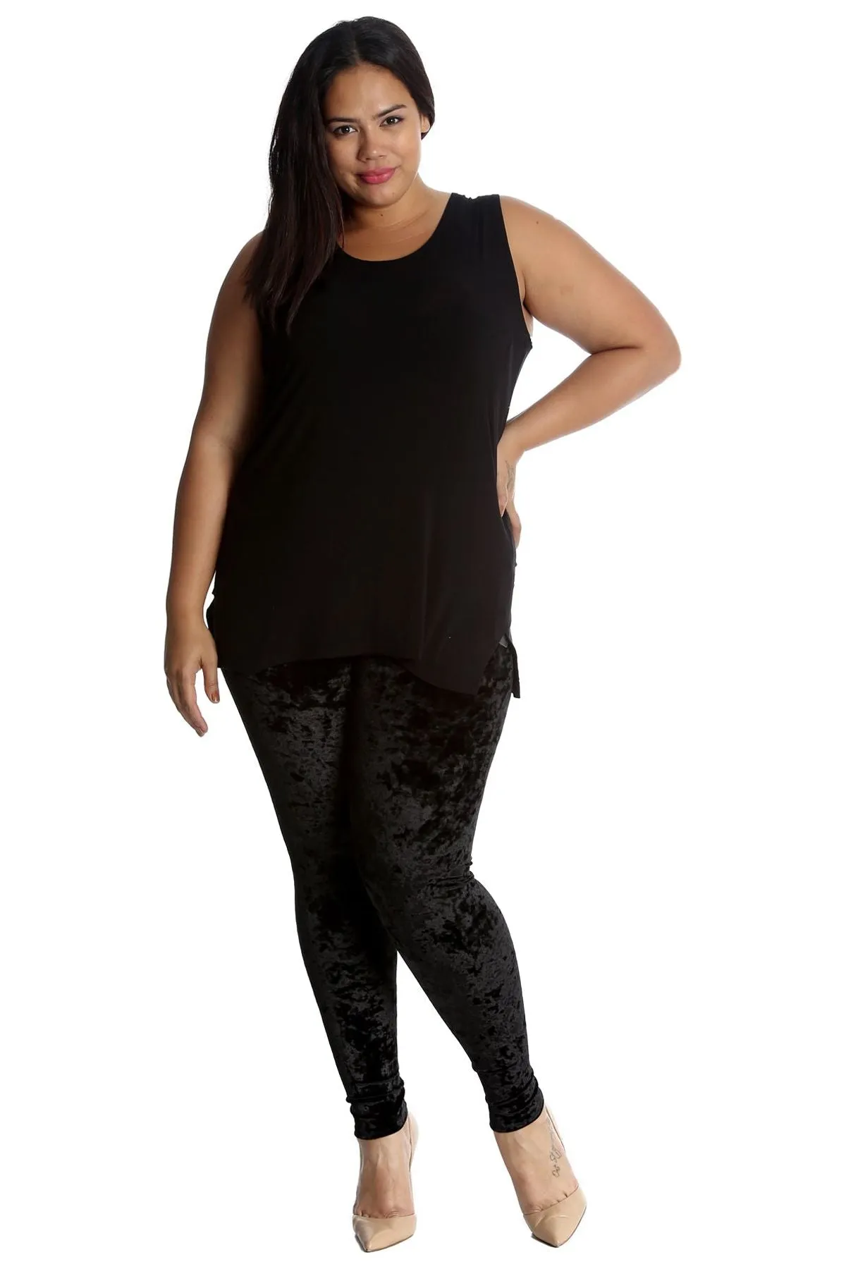 Plus Size Full Length Velvet Leggings