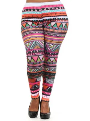 Plus Size Sexy Aztec Print Leggings