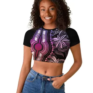 Polynesia Mixed African Dashiki Raglan Cropped T shirt Afro-pacific Culture - Pastel LT9