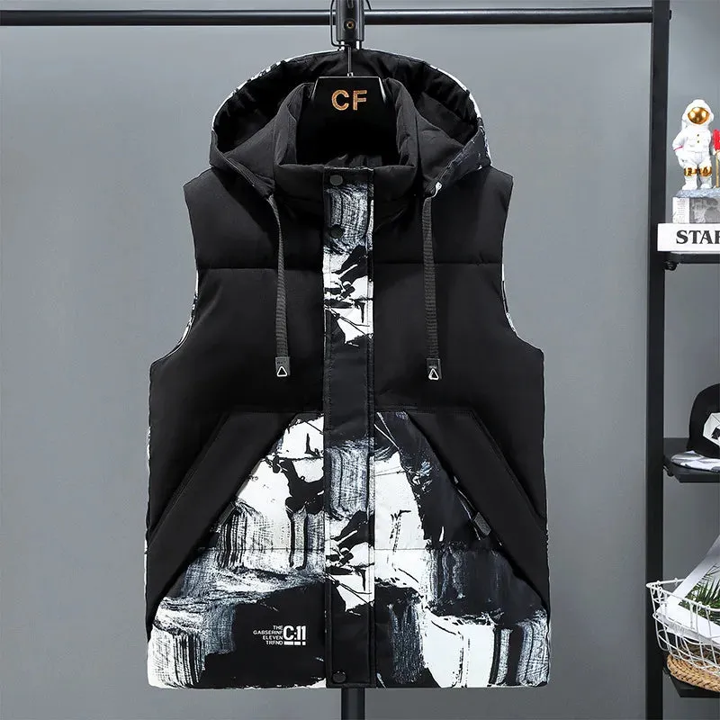 Popular Thicken Plus Size 5XL 6XL 7XL Autumn Winter Waistcoat Men Sleeveless Jackets Hoodies Male Loose Warm Black Vest Clothes