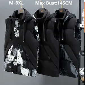 Popular Thicken Plus Size 5XL 6XL 7XL Autumn Winter Waistcoat Men Sleeveless Jackets Hoodies Male Loose Warm Black Vest Clothes