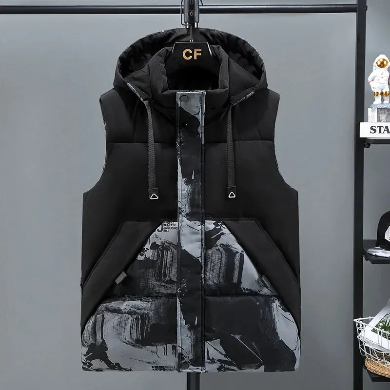 Popular Thicken Plus Size 5XL 6XL 7XL Autumn Winter Waistcoat Men Sleeveless Jackets Hoodies Male Loose Warm Black Vest Clothes
