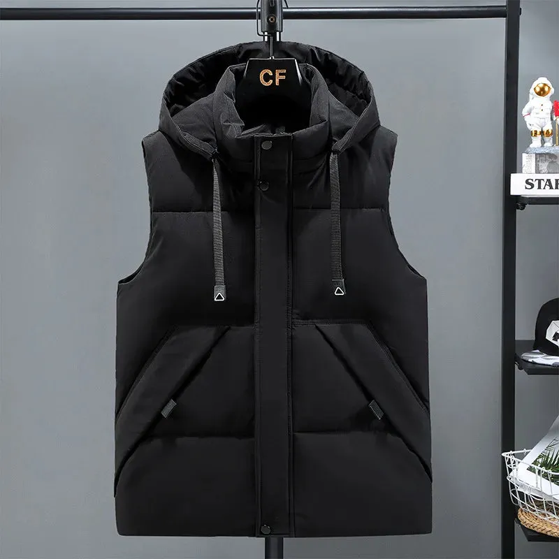 Popular Thicken Plus Size 5XL 6XL 7XL Autumn Winter Waistcoat Men Sleeveless Jackets Hoodies Male Loose Warm Black Vest Clothes