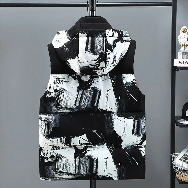 Popular Thicken Plus Size 5XL 6XL 7XL Autumn Winter Waistcoat Men Sleeveless Jackets Hoodies Male Loose Warm Black Vest Clothes