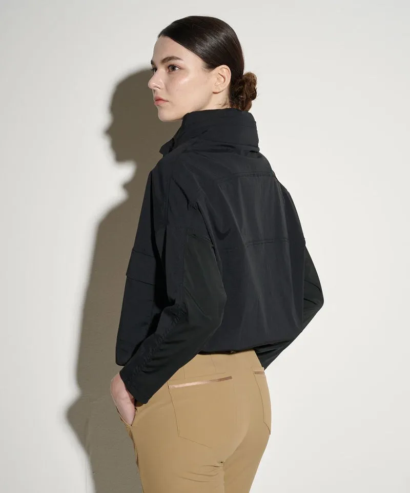 POSHERD Hidden Hood Big Pocket Wind Jumper - Black