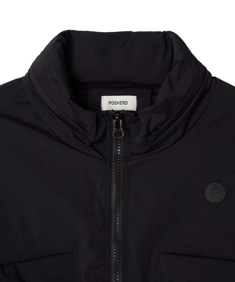 POSHERD Hidden Hood Big Pocket Wind Jumper - Black