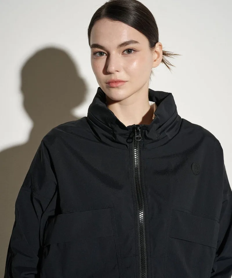 POSHERD Hidden Hood Big Pocket Wind Jumper - Black