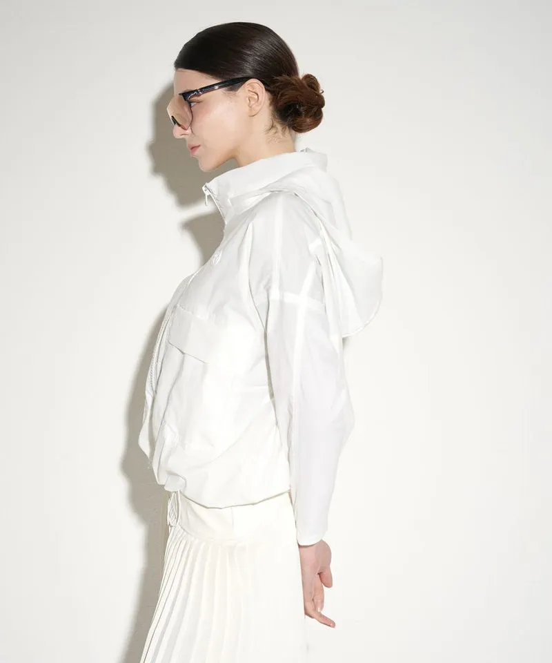 POSHERD Hidden Hood Big Pocket Wind Jumper - Off-White