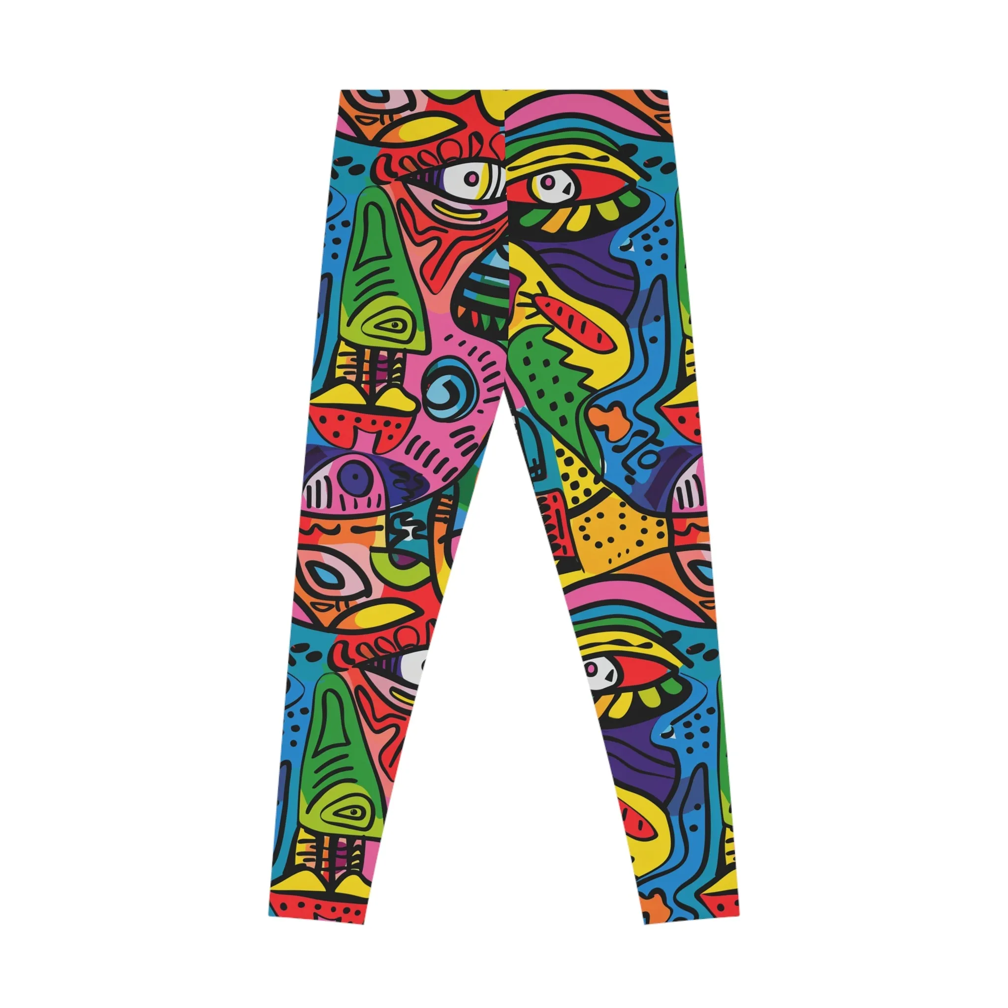 Prismatic Faces Stretchy Leggings for Active Wear & Relaxation