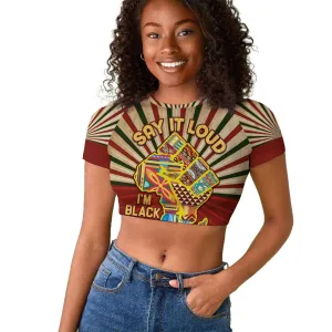 Proud African Raglan Cropped T shirt - Hand Up Africa Map Art DT02