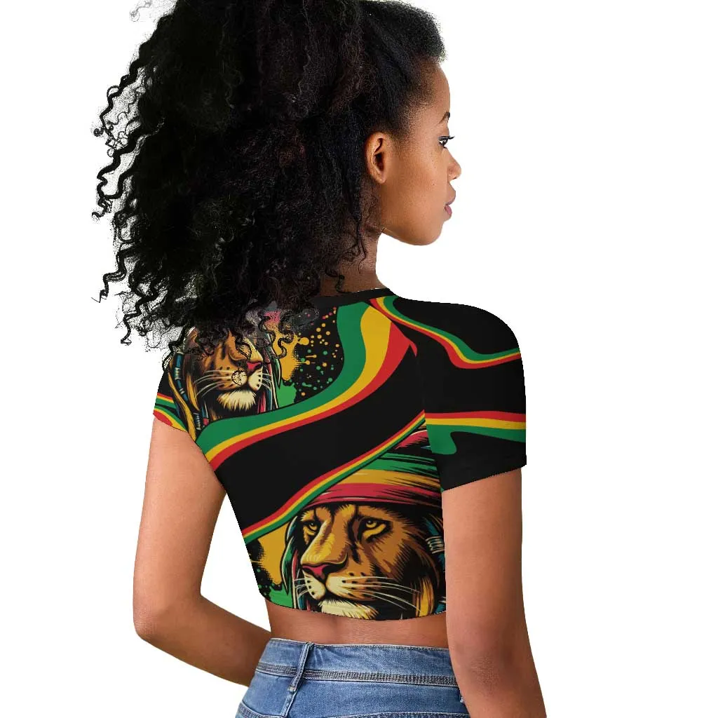 Proud Afro-Jamaicans Rasta Lion Raglan Cropped T shirt Reggae My Soul LT9