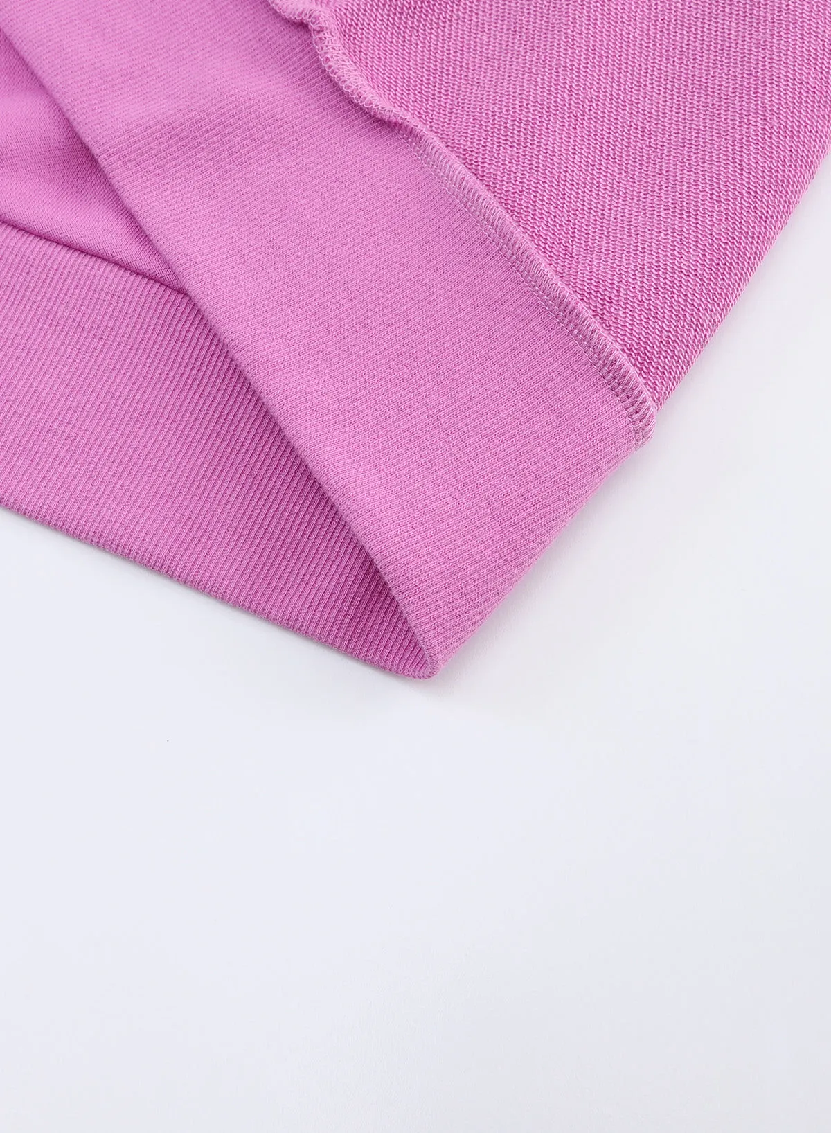 Purple Exposed Seam Terry Patchwork Henley Sweatshirt