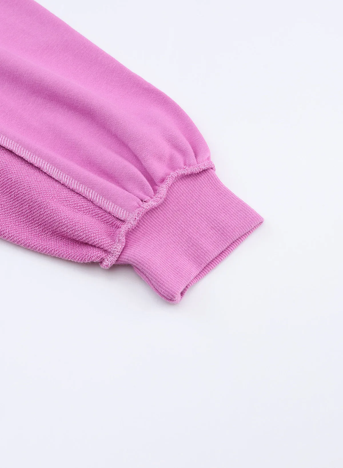 Purple Exposed Seam Terry Patchwork Henley Sweatshirt