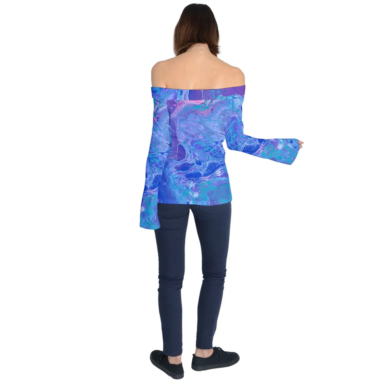 Purple Off Shoulder Off Shoulder Long Sleeve Top