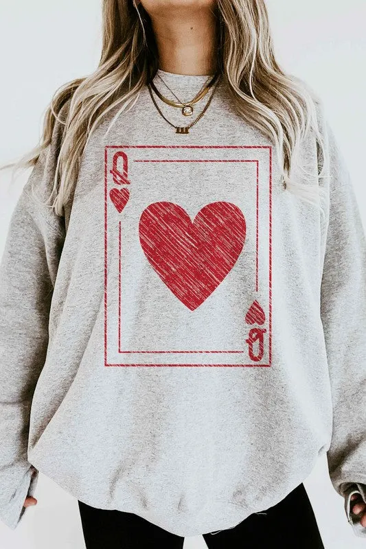Queen Of Hearts Valentines Graphic Sweatshirt