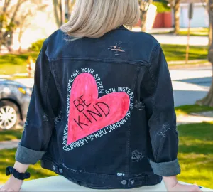 "Be Kind" Custom Hand-Painted Denim Jacket