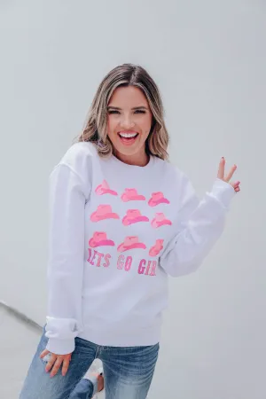 "Let's Go Girls" Graphic Sweatshirt - White S-2XL