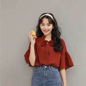 "RED FLARED SLEEVE" SHIRT N081205