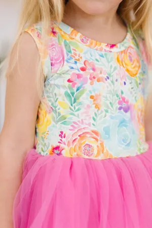 Rainbow Floral Tank Tutu Dress