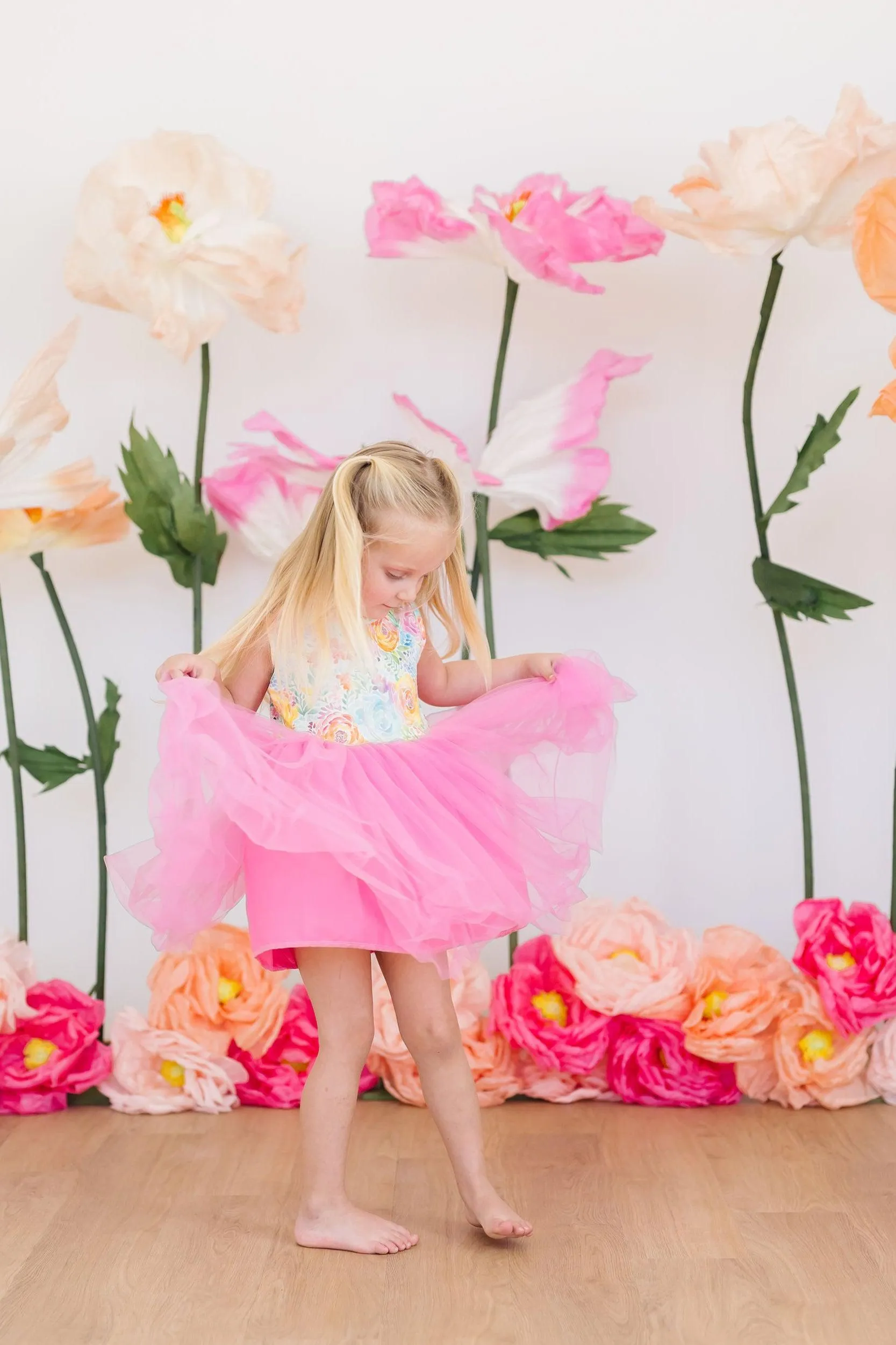 Rainbow Floral Tank Tutu Dress