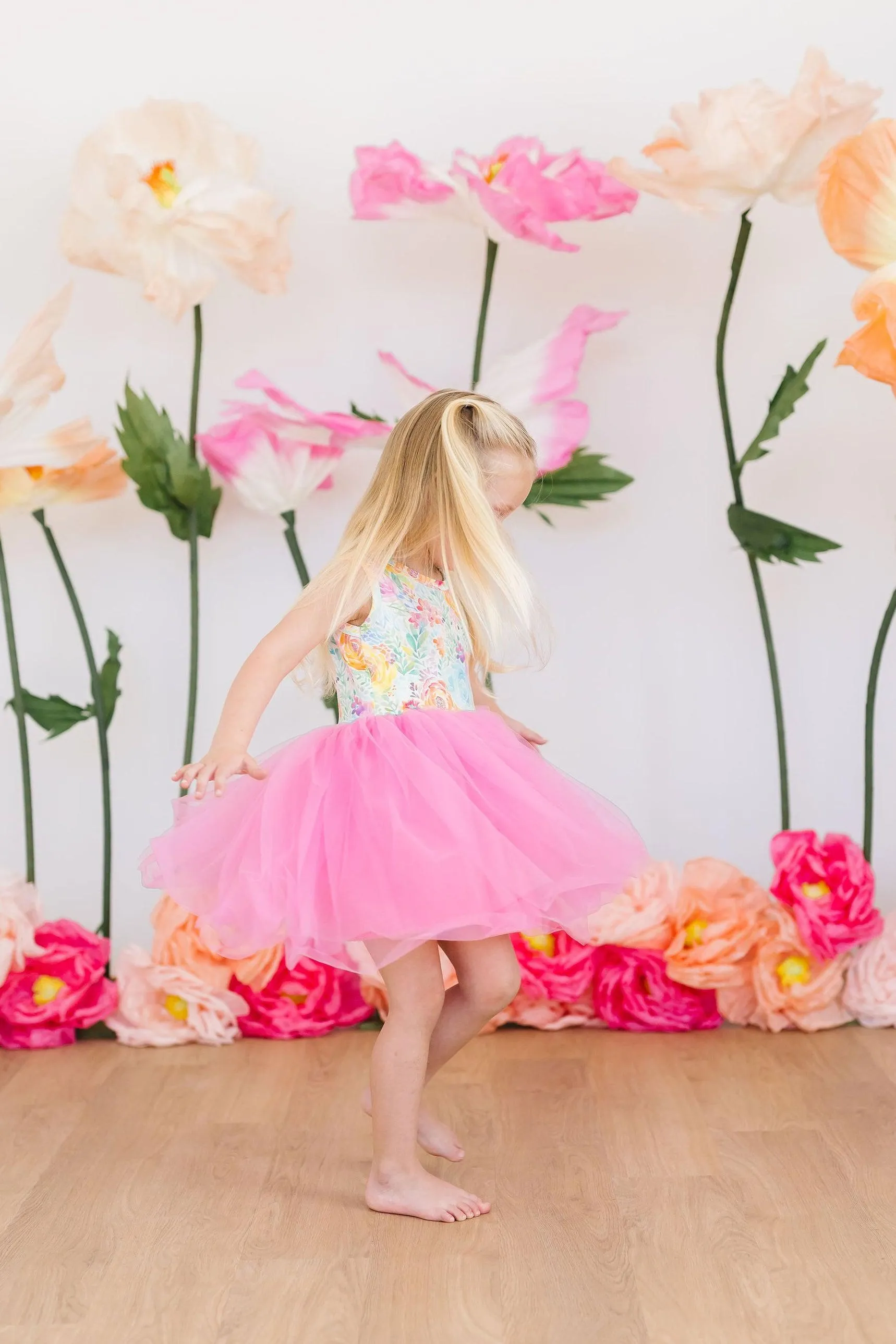 Rainbow Floral Tank Tutu Dress