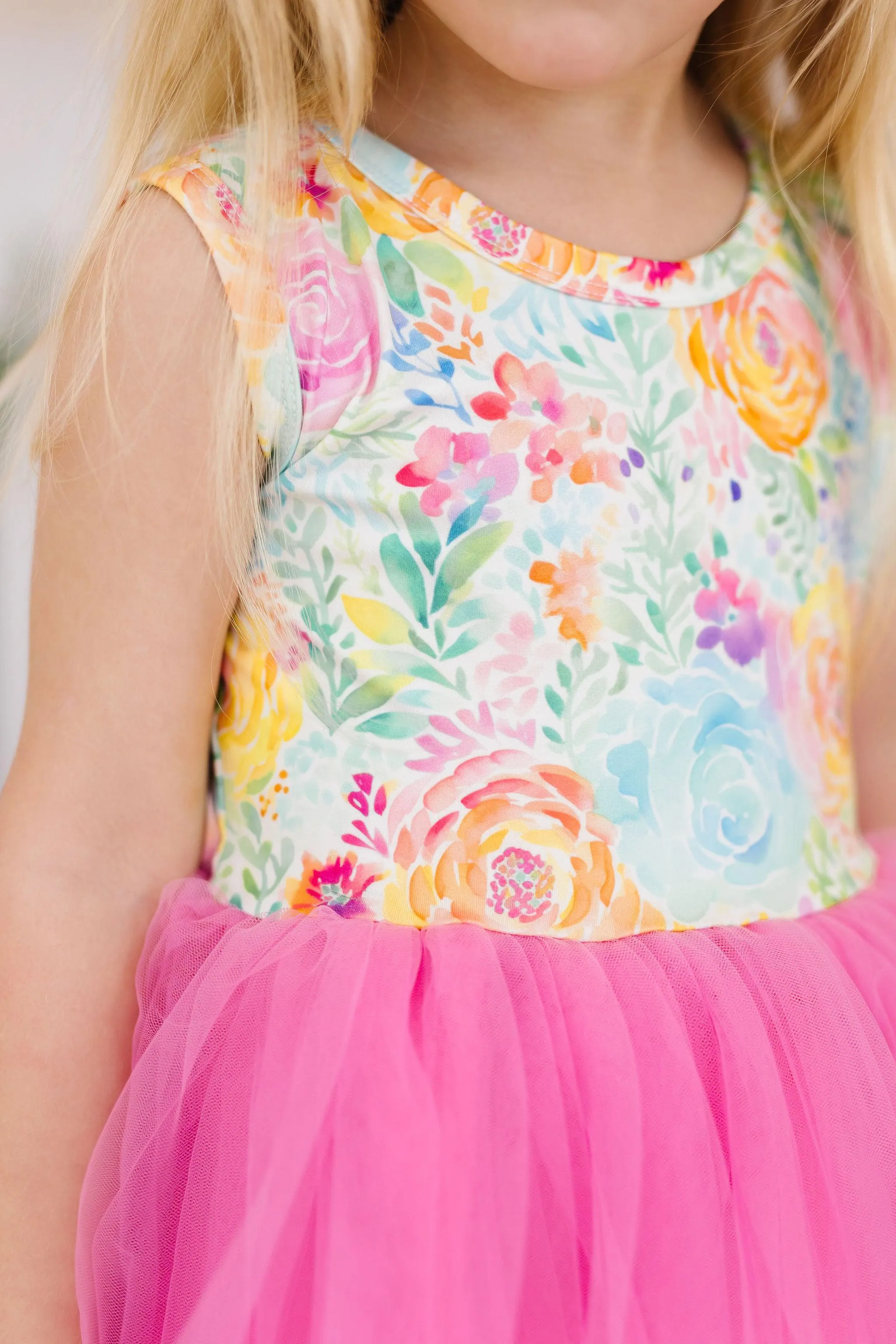 Rainbow Floral Tank Tutu Dress