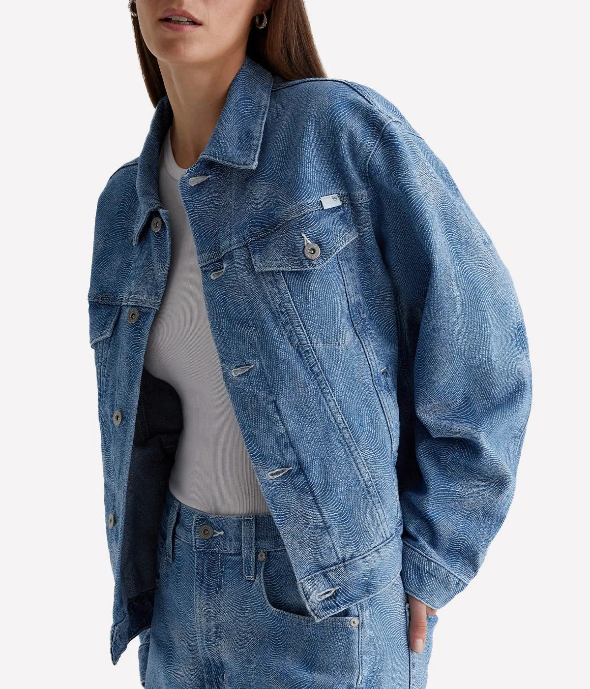 Ramie Oversized Denim Jacket in Siren