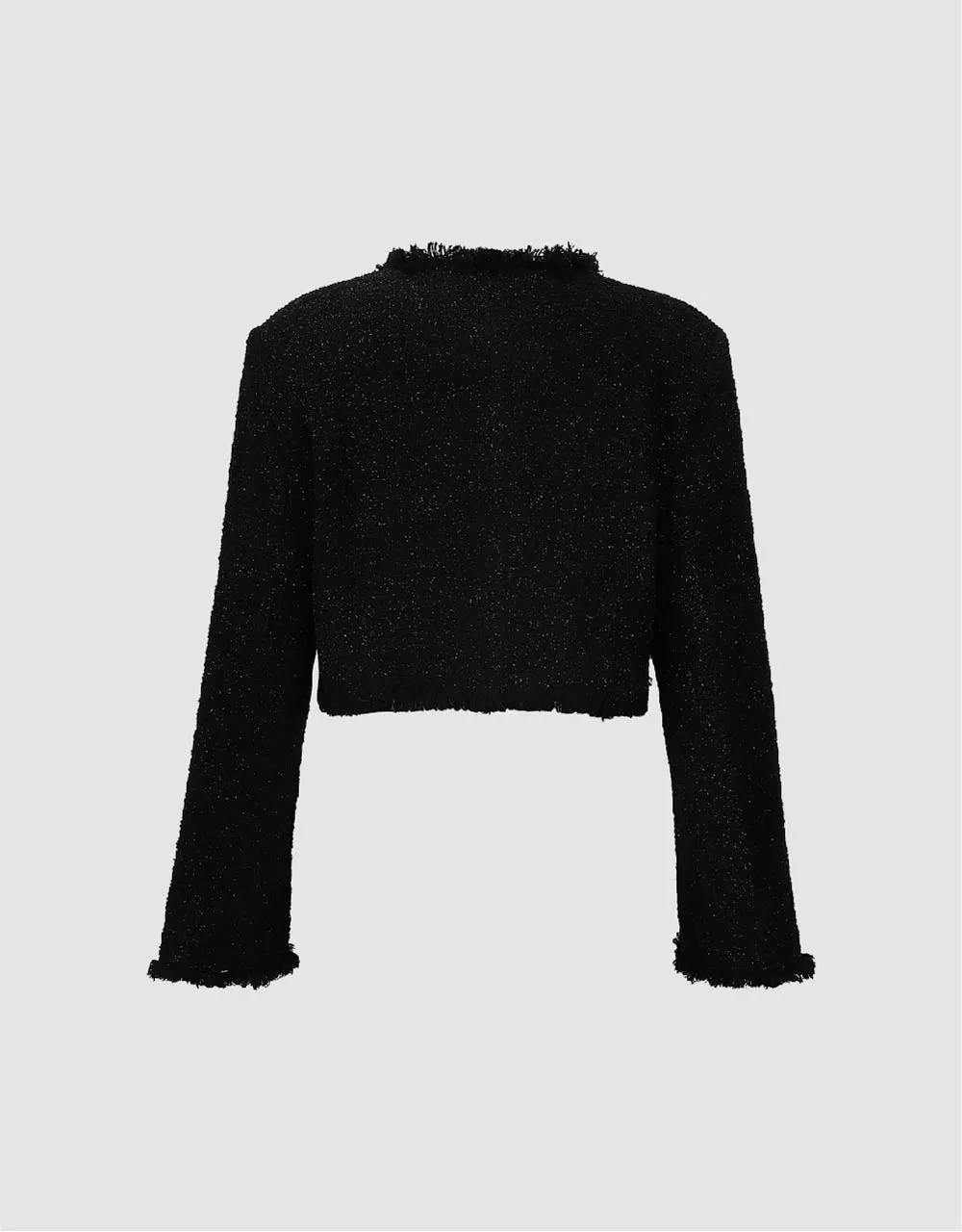 Raw Hem Crew Neck Denim Jacket