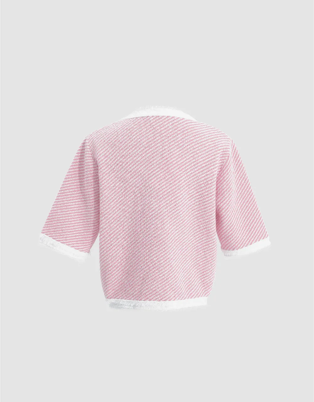 Raw Hem Crew Neck Knitted Cardigan