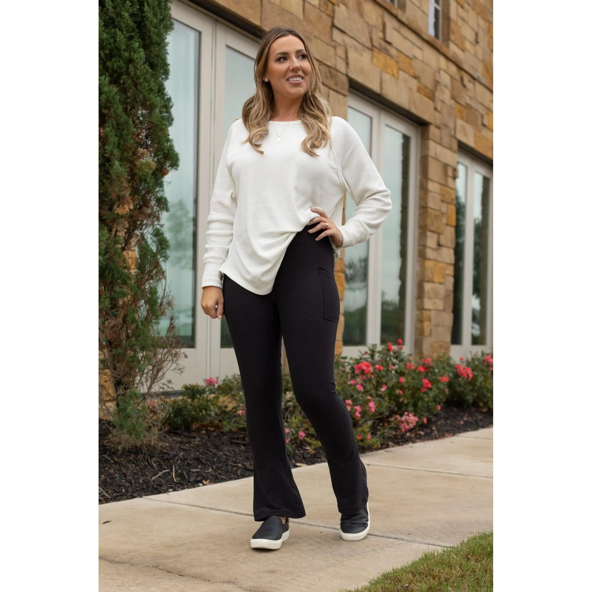 Ready to Ship | The Fiona - Black Flare Leggings WITH POCKETS - Luxe Leggings by Julia Rose® - Round 2