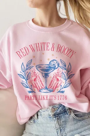 RED WHITE AND BOOZY AMERICANA GRAPHIC SWEATSHIRT